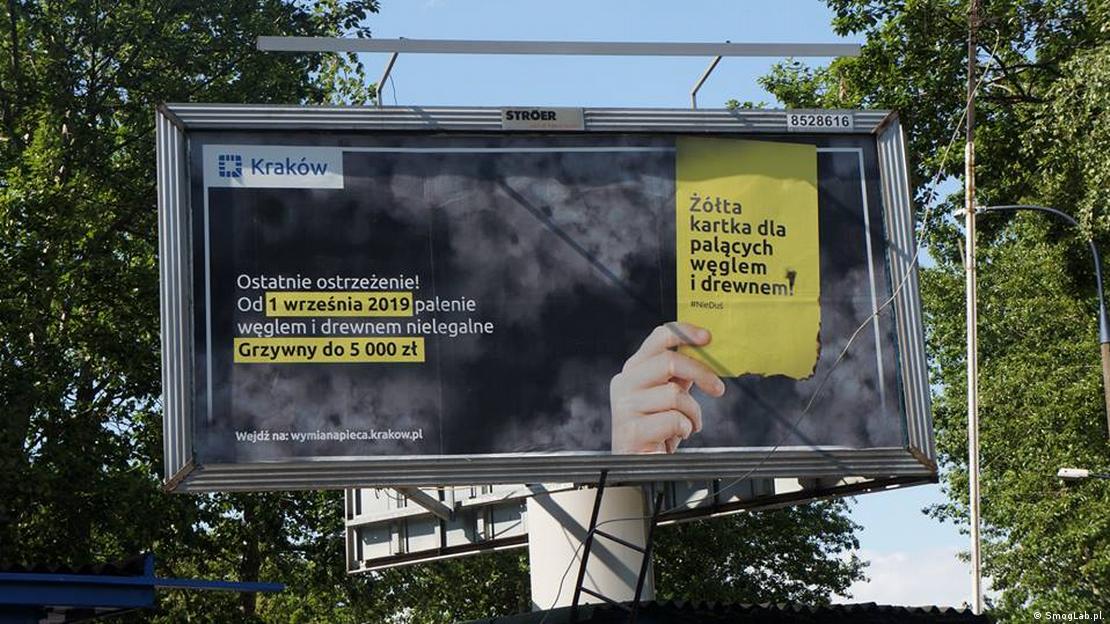 Fotoğraf, Polonya’da hava kirliliğine karşı yürütülen bir kampanyayı yansıtıyor.