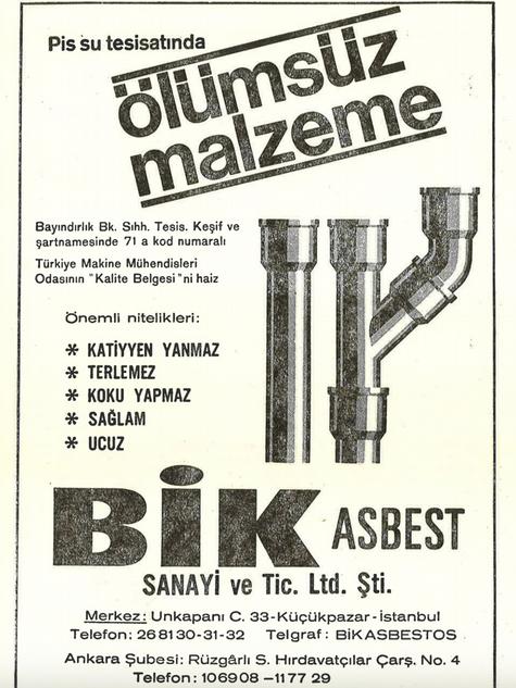 Türkiye'den tarihi bir asbest reklam afişi